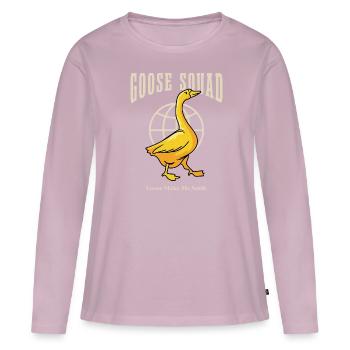 Goose Squad : oiseaux, oies, nature et faune - T-shirt manches longues Premium bio Femme - rose poudré - Devant - Julia (174cm)