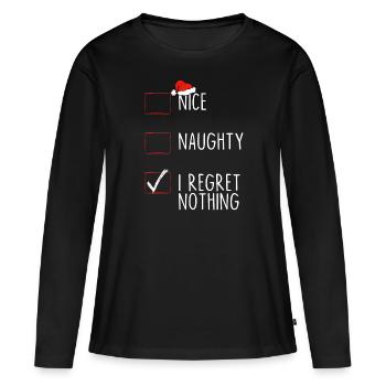 Nice Naughty je ne regrette rien - T-shirt manches longues Premium bio Femme - noir - Devant - Julia (174cm)