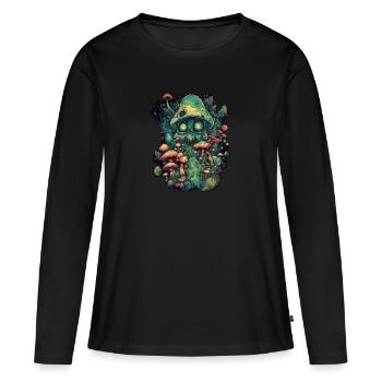 Trippy Alien - T-shirt manches longues Premium bio Femme - noir - Devant - Julia (174cm)