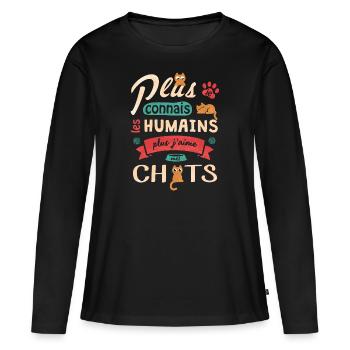 J aime mes chats - T-shirt manches longues Premium bio Femme - noir - Devant - Julia (174cm)