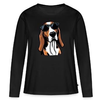 Australian Foxhound Wearing Sunglasses Canine Pets - Women's Premium Organic Long Sleeve Shirt - black - Front - Julia (174cm)