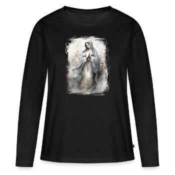 Heilige Maria Maria Madonna Mariana Jungfrau Maria Heilig - Frauen Premium Bio Langarmshirt - Schwarz - Vorne - Julia (174cm)
