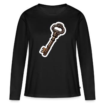Schlüssel / Schloss / verschlossen / Sicherheit - Frauen Premium Bio Langarmshirt - Schwarz - Vorne - Julia (174cm)