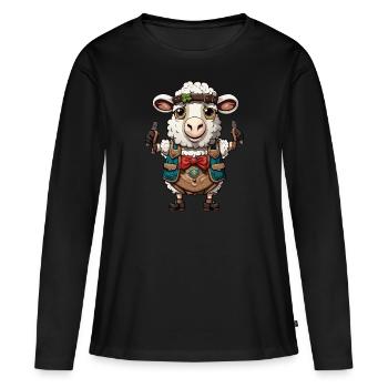 Lederhosen / Animal / Traditional costume / Tradition / Sheep - Women's Premium Organic Long Sleeve Shirt - black - Front - Julia (174cm)
