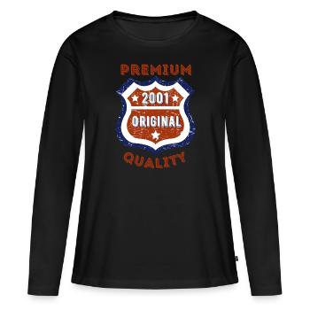 Qualité premium 2001 - T-shirt manches longues Premium bio Femme - noir - Devant - Julia (174cm)