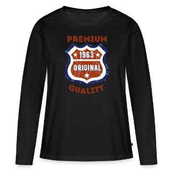 Qualité premium 1963 - T-shirt manches longues Premium bio Femme - noir - Devant - Julia (174cm)