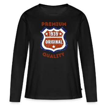 Qualité premium 1939 - T-shirt manches longues Premium bio Femme - noir - Devant - Julia (174cm)