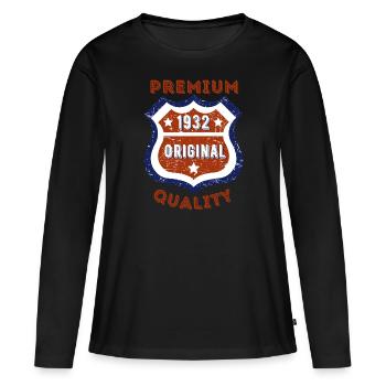 Qualité premium 1932 - T-shirt manches longues Premium bio Femme - noir - Devant - Julia (174cm)