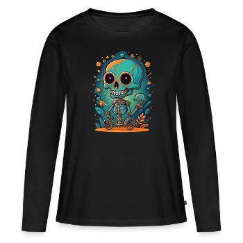 Squelette - T-shirt manches longues Premium bio Femme - noir - Devant - Julia (174cm)
