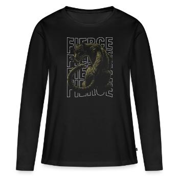 Fierce Panther Design Majestätisches Wildnis-Konzept - Frauen Premium Bio Langarmshirt - Schwarz - Vorne - Julia (174cm)