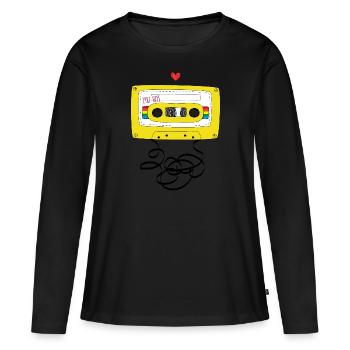 Kassette & Stift - Frauen Premium Bio Langarmshirt - Schwarz - Vorne - Julia (174cm)