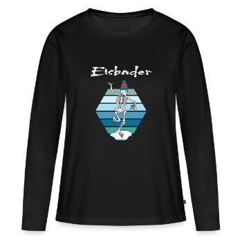 Bain de glace Un nageur d’hiver va se baigner sur glace - T-shirt manches longues Premium bio Femme - noir - Devant - Julia (174cm)