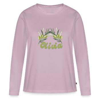 Olivia Vorname - Frauen Premium Bio Langarmshirt - Altrosa - Vorne - Julia (174cm)