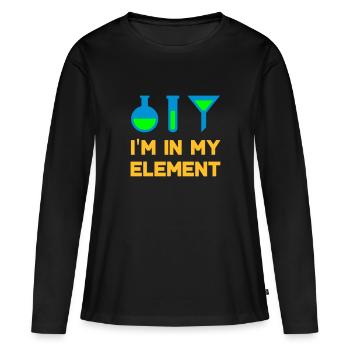 Je suis dans mon élément (flacon, éprouvette, entonnoir) - T-shirt manches longues Premium bio Femme - noir - Devant - Julia (174cm)