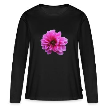 Fleur Rose Rose Fleur Fleurs Rose Rose Fleurs - T-shirt manches longues Premium bio Femme - noir - Devant - Julia (174cm)