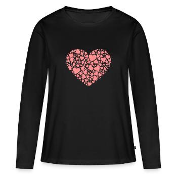 MULTI CŒURS DANS UN CŒUR - T-shirt manches longues Premium bio Femme - noir - Devant - Julia (174cm)