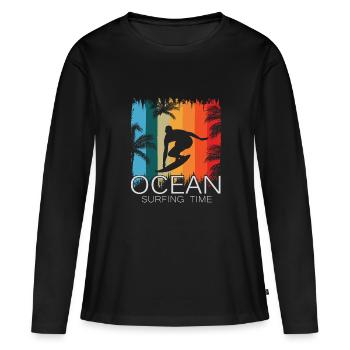 Ocean Surfing Time Water Sports Surfers - Women's Premium Organic Long Sleeve Shirt - black - Front - Julia (174cm)