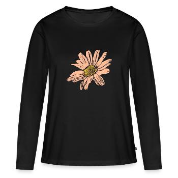 Fleur Pastel Fleurs Fleurs Pastel - T-shirt manches longues Premium bio Femme - noir - Devant - Julia (174cm)