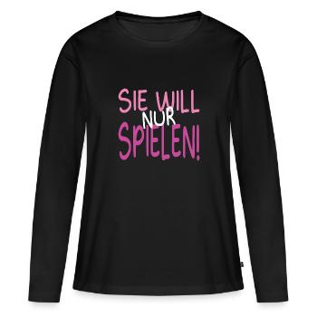 Lustiger Spruch Hund - Frauen Premium Bio Langarmshirt - Schwarz - Vorne - Julia (174cm)