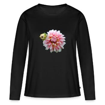 Fleur Rose Rose Fleur Fleurs Rose Rose Fleurs - T-shirt manches longues Premium bio Femme - noir - Devant - Julia (174cm)