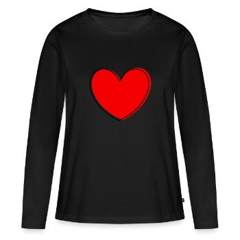 coeur rouge coeur rouge coeur rouge coeur rouge - T-shirt manches longues Premium bio Femme - noir - Devant - Julia (174cm)