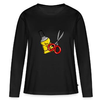 Ciseaux et colle - T-shirt manches longues Premium bio Femme - noir - Devant - Julia (174cm)