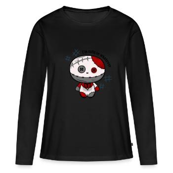 Magische Puppe „I'm cute or whatever" - Frauen Premium Bio Langarmshirt - Schwarz - Vorne - Julia (174cm)
