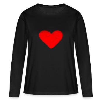 coeur rouge coeur rouge coeur rouge coeur rouge - T-shirt manches longues Premium bio Femme - noir - Devant - Julia (174cm)
