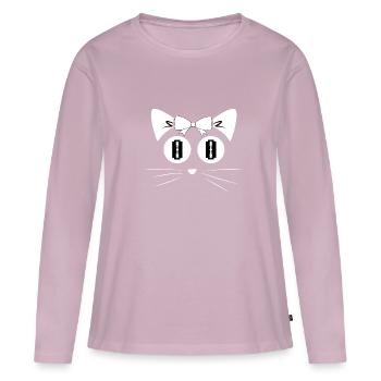 Chat Yeux de chat du gros chat ronronnant Mietz - T-shirt manches longues Premium bio Femme - rose poudré - Devant - Julia (174cm)