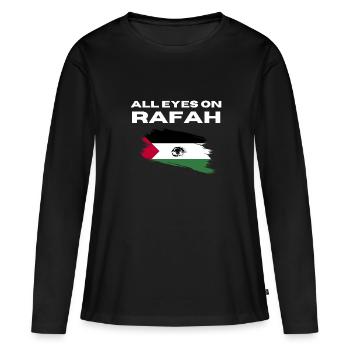 Tous les yeux sont rivés sur Rafah : la colombe de la paix - T-shirt manches longues Premium bio Femme - noir - Devant - Julia (174cm)