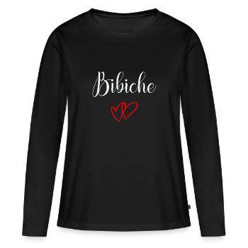Ma Bibiche D'Amour Je T'Aime Citation Pour Femme - T-shirt manches longues Premium bio Femme - noir - Devant - Julia (174cm)