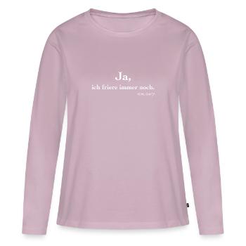 Ja, ich friere immer noch - ich 24/7 - Frauen Premium Bio Langarmshirt - Altrosa - Vorne - Julia (174cm)