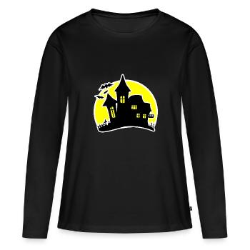 Maison d'Halloween Maison hantée - T-shirt manches longues Premium bio Femme - noir - Devant - Julia (174cm)