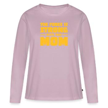 The Force Is Strong With This Mom - Frauen Premium Bio Langarmshirt - Altrosa - Vorne - Julia (174cm)