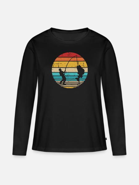 Angeln - Frauen Premium Bio Langarmshirt - Schwarz