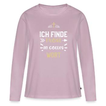 Ich finde Trost in Gottes Wort - Frauen Premium Bio Langarmshirt - Altrosa - Vorne - Julia (174cm)