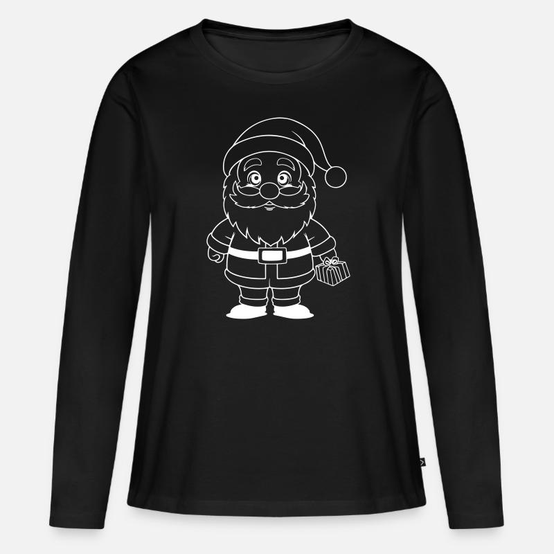 Weinachtsmann Winter Comic - Frauen Premium Bio Langarmshirt - Schwarz