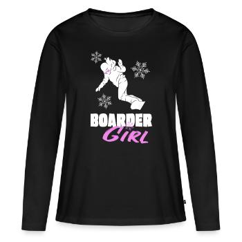 Snowboard Boarder Girl - Planche de piste Girl Woman - T-shirt manches longues Premium bio Femme - noir - Devant - Julia (174cm)