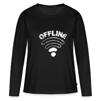 Offline - WLAN Réception WIFI Internet - T-shirt manches longues Premium bio Femme - noir - Devant - Julia (174cm)