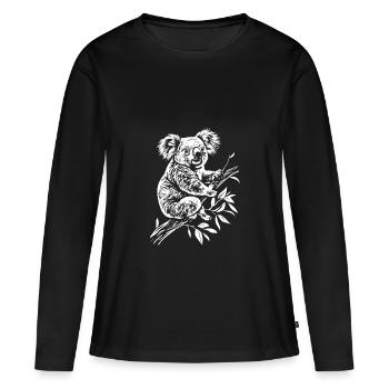 Koala Minimal - Frauen Premium Bio Langarmshirt - Schwarz - Vorne - Julia (174cm)