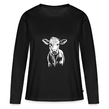 Kuh Minimalistisch - Frauen Premium Bio Langarmshirt - Schwarz - Vorne - Julia (174cm)