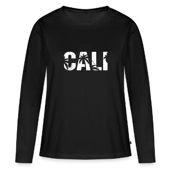 Cali Palmiers Californie - T-shirt manches longues Premium bio Femme - noir - Devant - Julia (174cm)