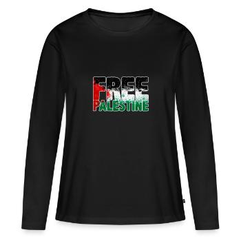 Palestine libre - T-shirt manches longues Premium bio Femme - noir - Devant - Julia (174cm)