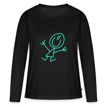 Stick figure Strichmännle - Women's Premium Organic Long Sleeve Shirt - black - Front - Julia (174cm)