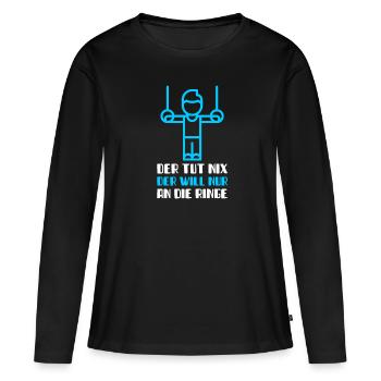 Ringe Turnen Barren Reck Gymnatstik Turner Outfit - Frauen Premium Bio Langarmshirt - Schwarz - Vorne - Julia (174cm)