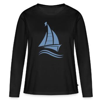 Permis de voile voilier - T-shirt manches longues Premium bio Femme - noir - Devant - Julia (174cm)