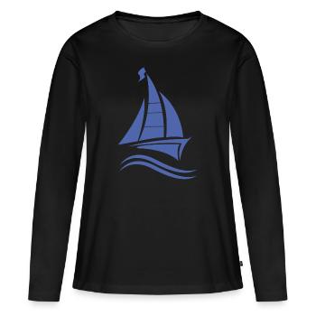 Permis de voile voilier - T-shirt manches longues Premium bio Femme - noir - Devant - Julia (174cm)