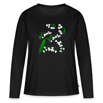 Lys de la vallée - T-shirt manches longues Premium bio Femme - noir - Devant - Julia (174cm)