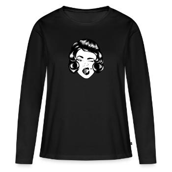 Femme fumeuse. - T-shirt manches longues Premium bio Femme - noir - Devant - Julia (174cm)