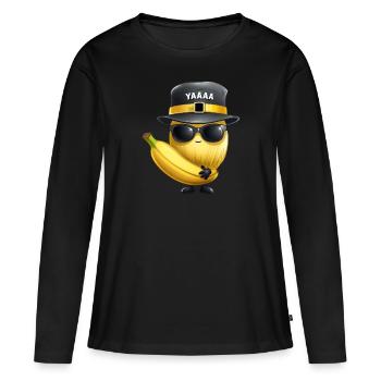 Melon, melon miel et banane avec chapeau et verres - T-shirt manches longues Premium bio Femme - noir - Devant - Julia (174cm)